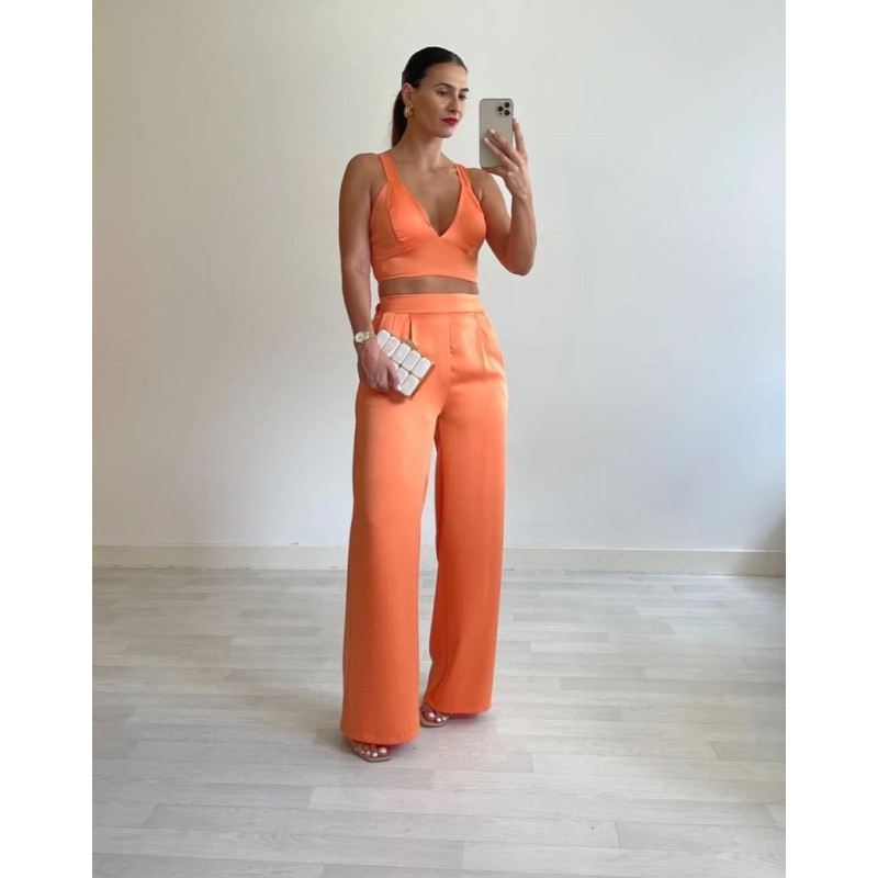 Conjunto Raso Teresa Naranja | ROPA |